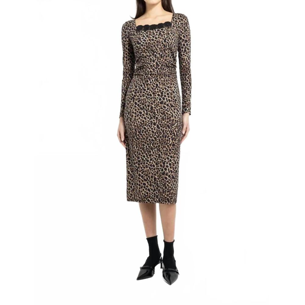 NEW NADYA TOTO lugano midi dress in leopard